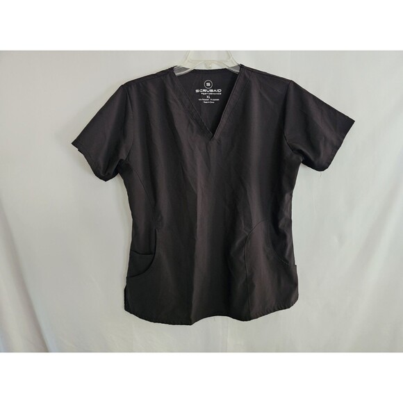 ScrubAid Performance Women’s Scrub Top Black Size XL Short Sleeve V-Neck - Picture 1 of 7